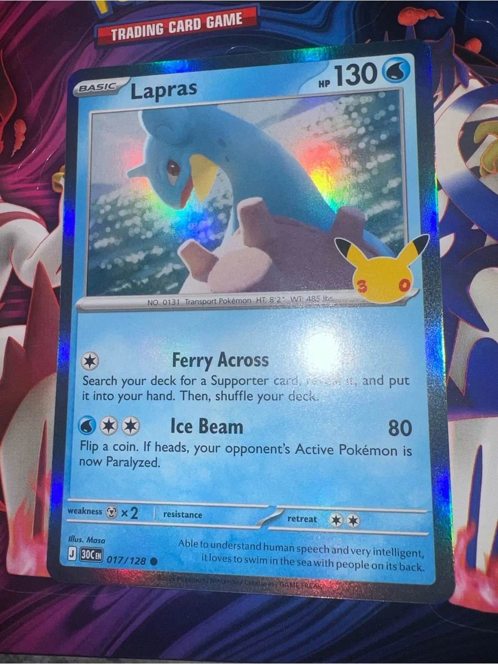 Pokemon Lapras Holographic Blue Collector Card